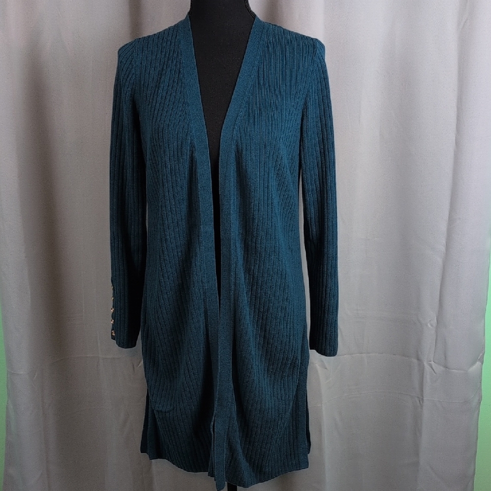 Talbots Teal Open-Front Long Cardigan‎ XS